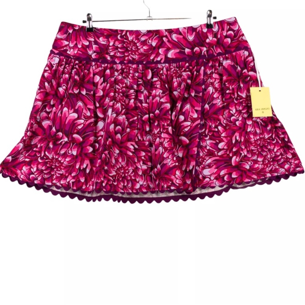 NEW Kika Vargas - Mum Floral Scallop Edge Pink Mini Skirt